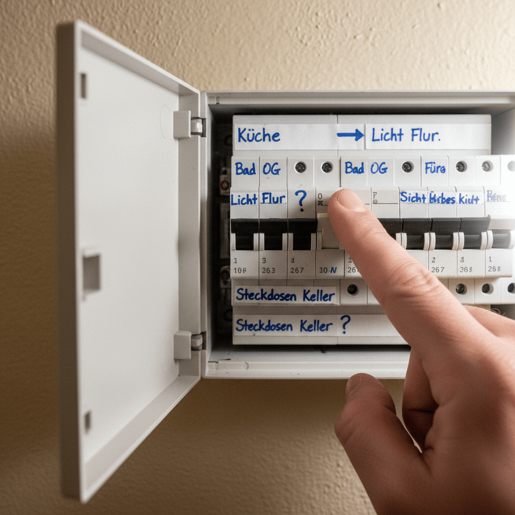 Sicherungskasten mit neuen Leitungsschutzschaltern und FI-Schutzschalter